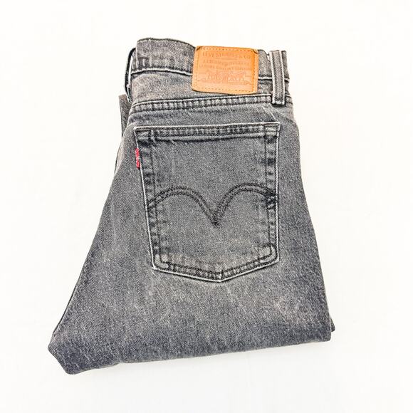 Levi's Wedgie Straight Charcoal Gray Denim Jeans Button Fly Size 26 x 26 - Picture 1 of 9